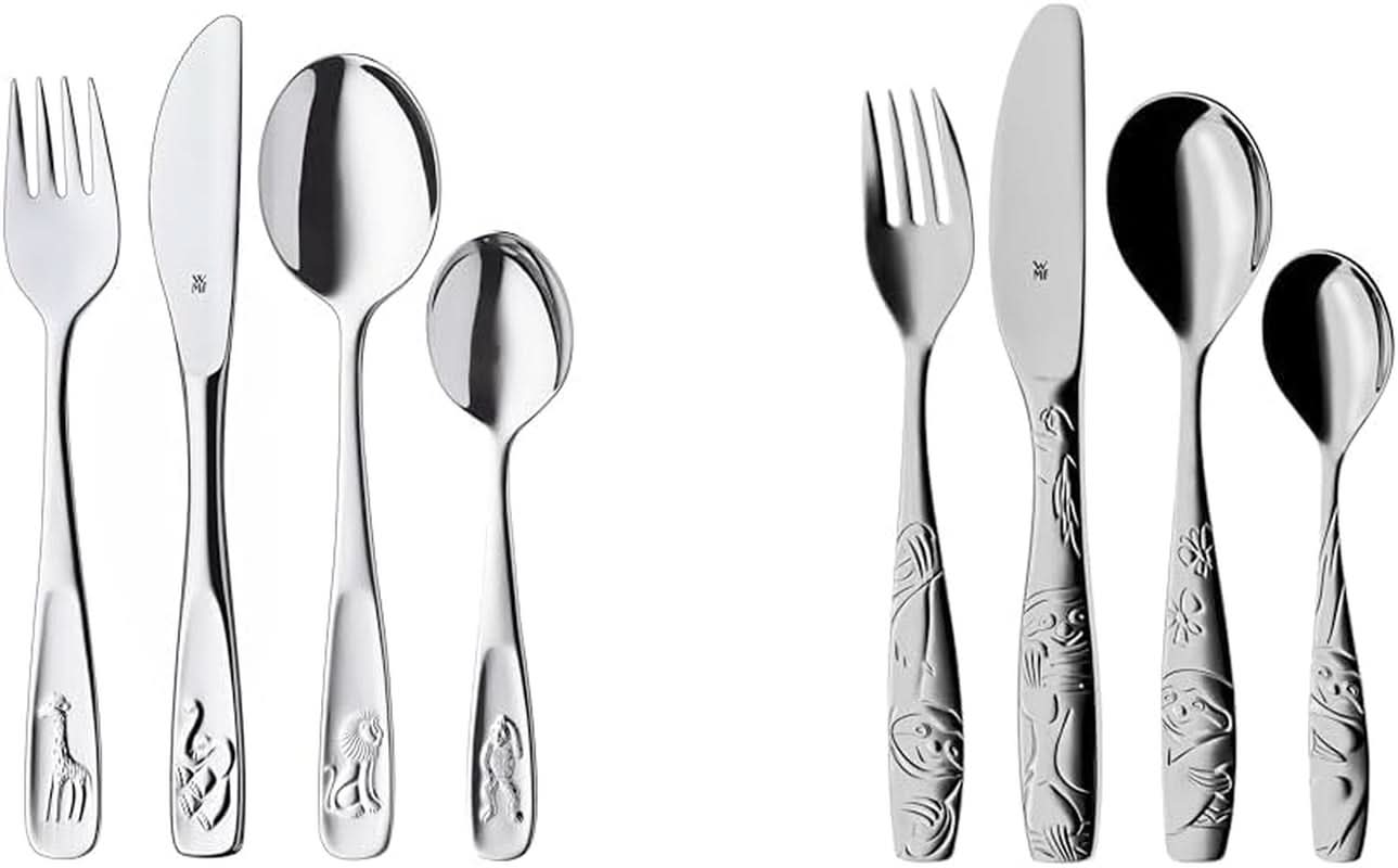 WMF Animals set de couverts en acier inoxydable pour enfants, 4 pièces, poli Cromargan Kitchen Naty Shop