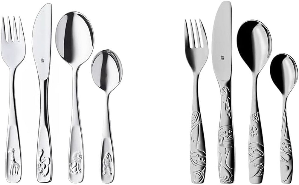 WMF Animals set de couverts en acier inoxydable pour enfants, 4 pièces, poli Cromargan Kitchen Naty Shop