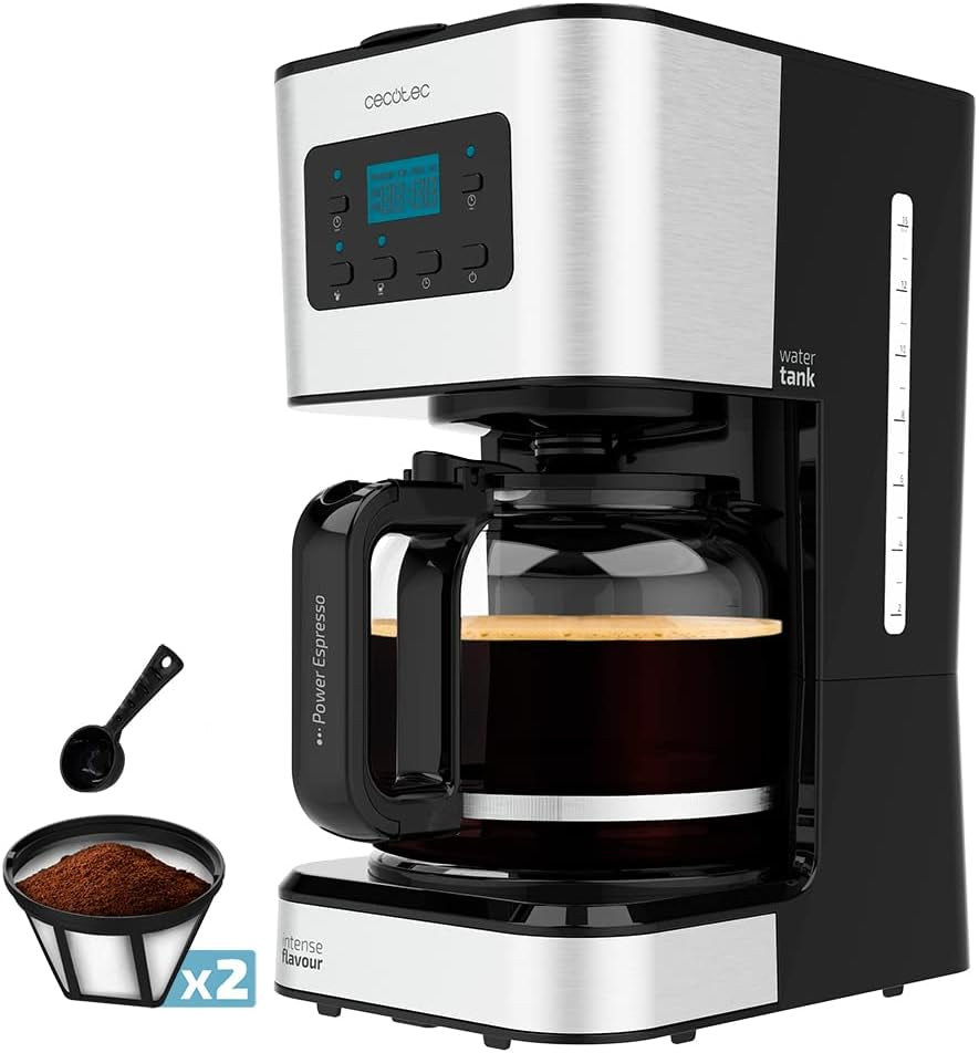 Expresso avec filtre Cecotec Coffee 66 Drop and Touch, puissance 950 W, 1,5 L, 12 tasses, écran tactile, carafe en verre, minuterie 24 heures, 6 interrupteurs, filtre à mailles réutilisable