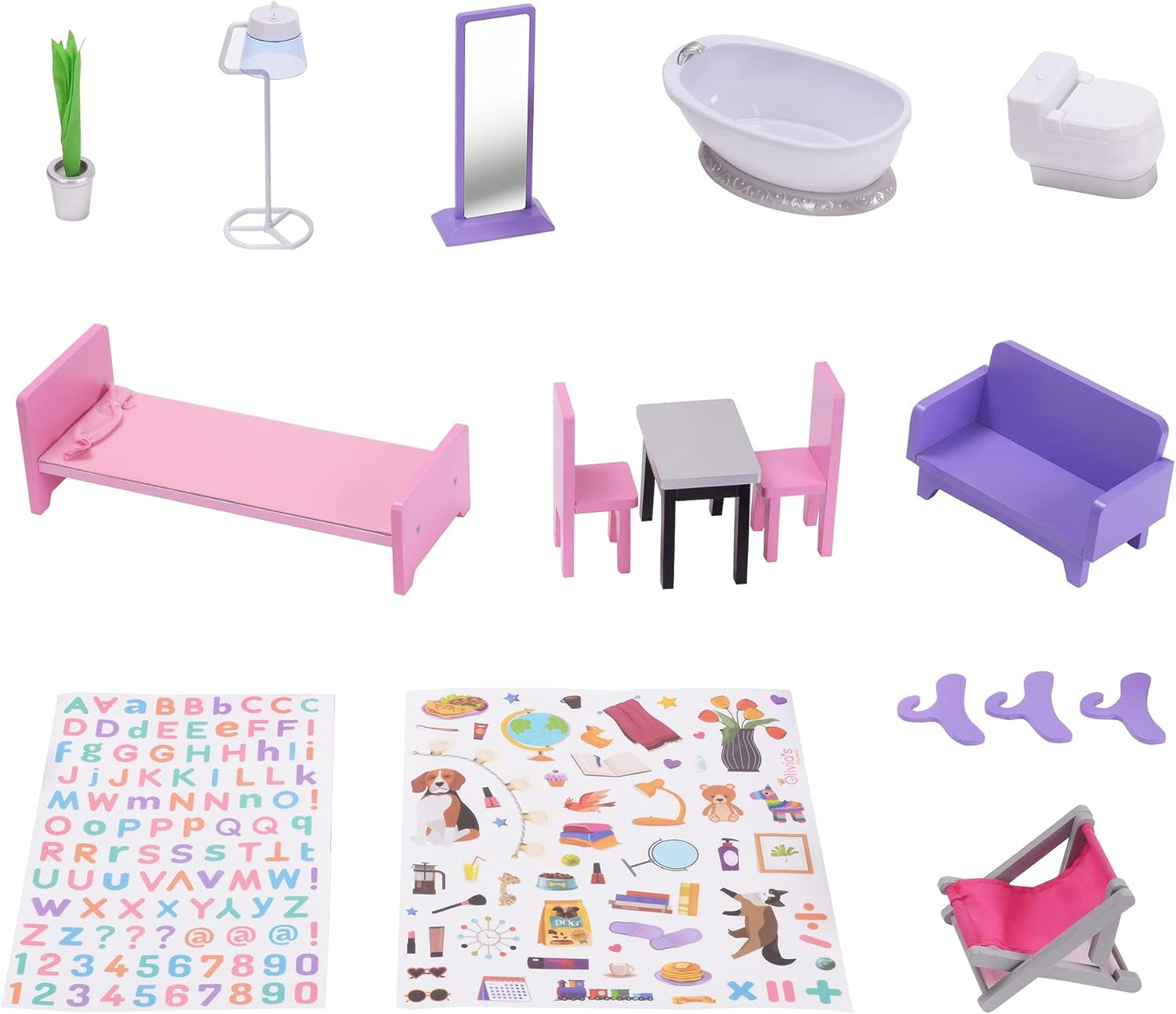 Olivia's Little World Big Dreamland Sunset Maison de poupée interactive en bois pour enfants contemporaine 3 étages avec 16 accessoires de meubles de poupée Multi TD-13616A Maisons de poupées Naty Shop