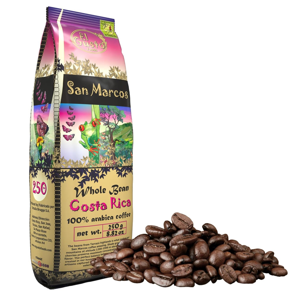 El Gusto San Marcos Café spécialisé | Ganzen Bohnen Mittlere Röstung | Café gastronomique avec Schokoladenaroma mit leichter Zitrussäure | Café 100 % Arabica du Costa Rica | Café de spécialité | 250 g
