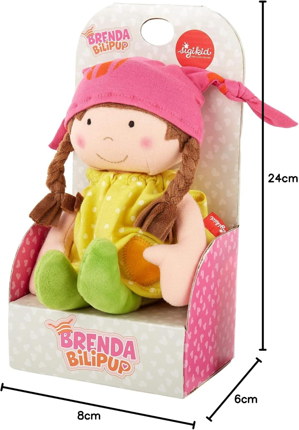 SIGIKID 39411 Petite poupée douce fille, jouet pour bébé, recommandé à partir de 6 mois, jaune