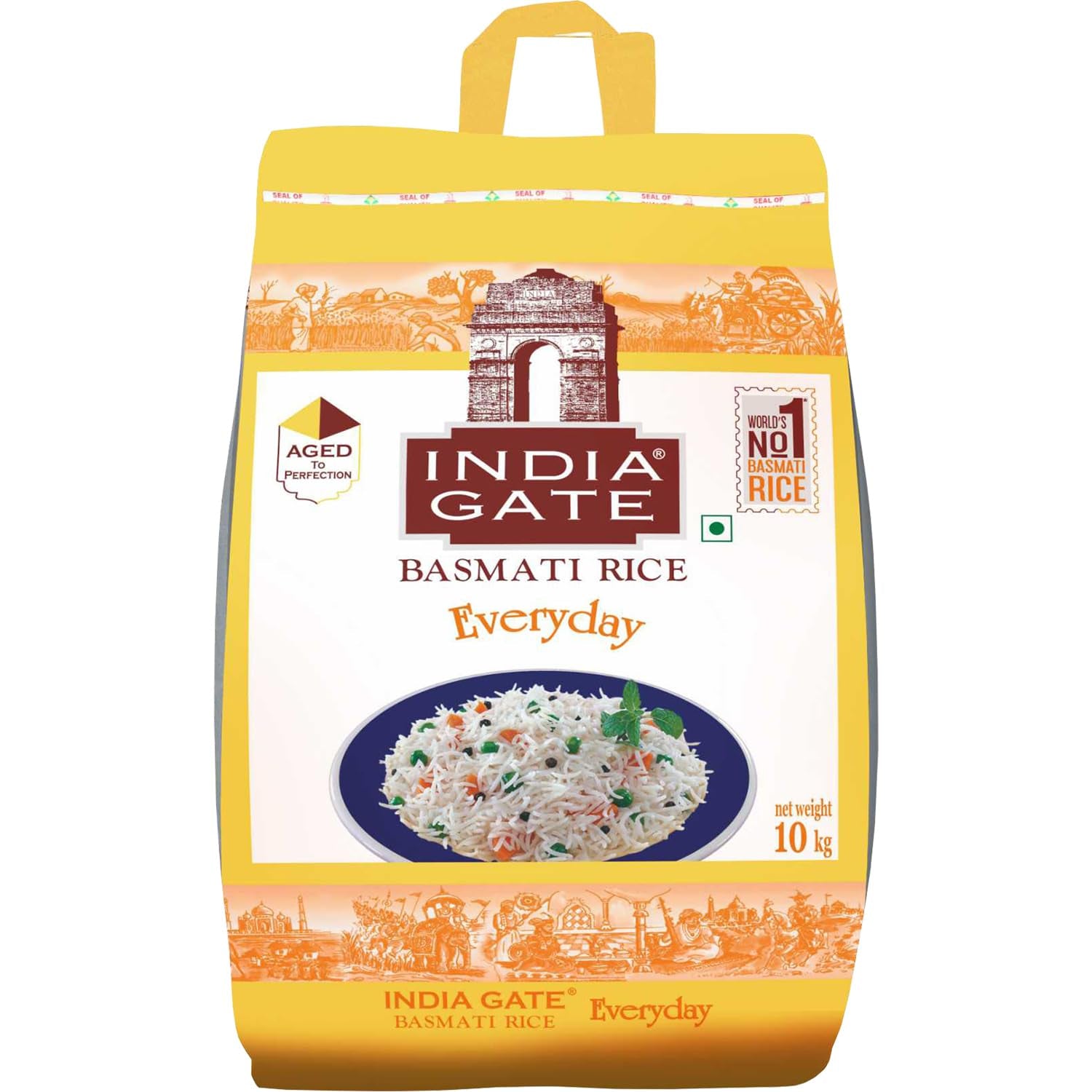 INDIA GATE Premium Basmati Rice – Riz fin à grains longs, aromatique, d'Inde, à grains longs fins (1 x 5 kg)