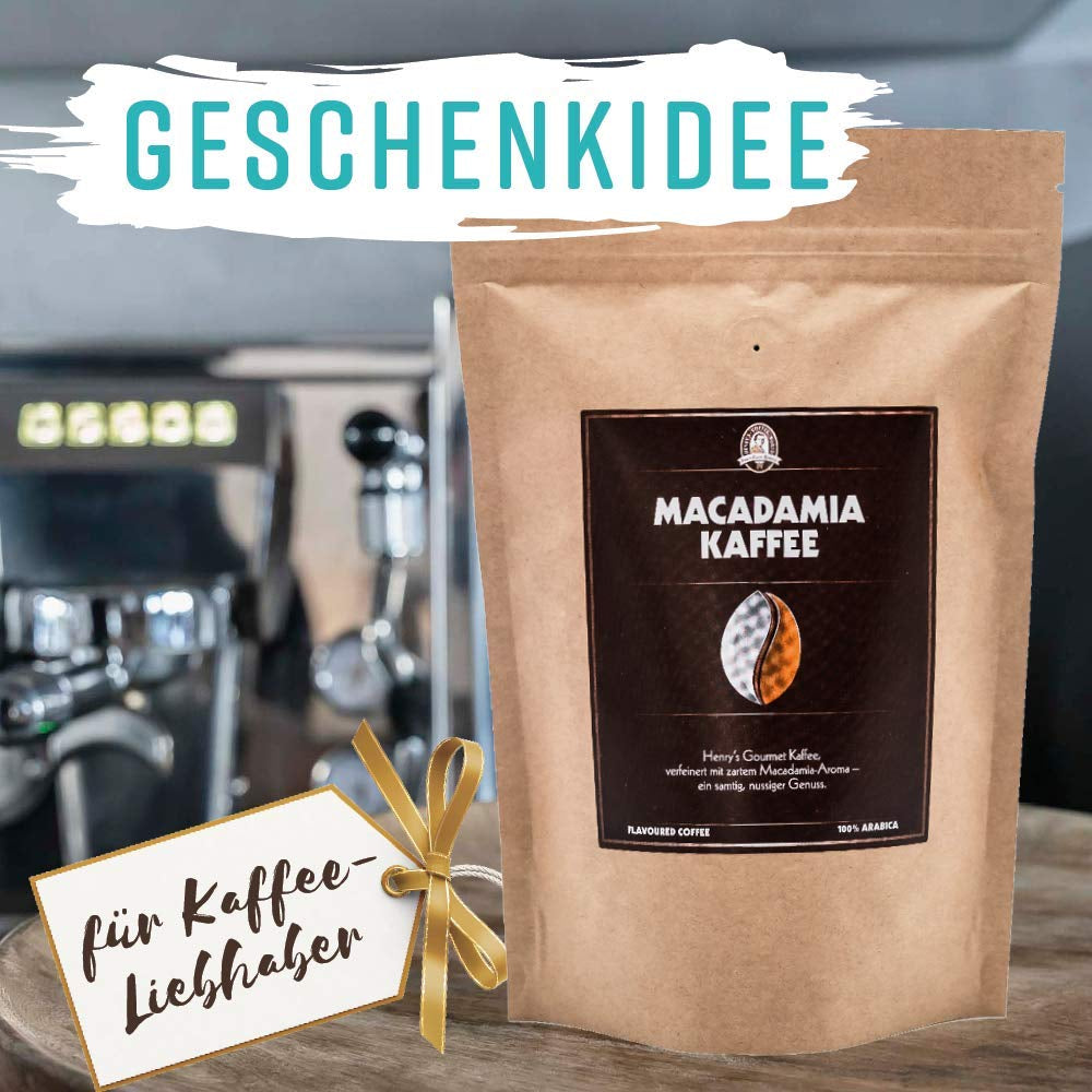 Henry's Macadamia Coffee 1000g - notre café gastronomique raffiné aux saveurs les plus raffinées - torréfié artisanalement - grains de café de qualité supérieure