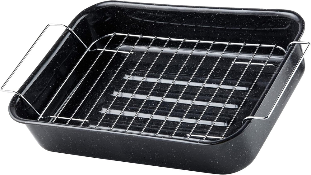 Russell Hobbs CW9161 Romano 34Cm Bräter en émail - Mit Gitter, Rechteckige Auflaufform Mit Rost, Spülmaschinenfest Ofenform, Grill Auflaufform, Bratform Für Backofen Ofenbeständig Bis 230 Degree Moules et plateaux pour la cuisson Naty Shop