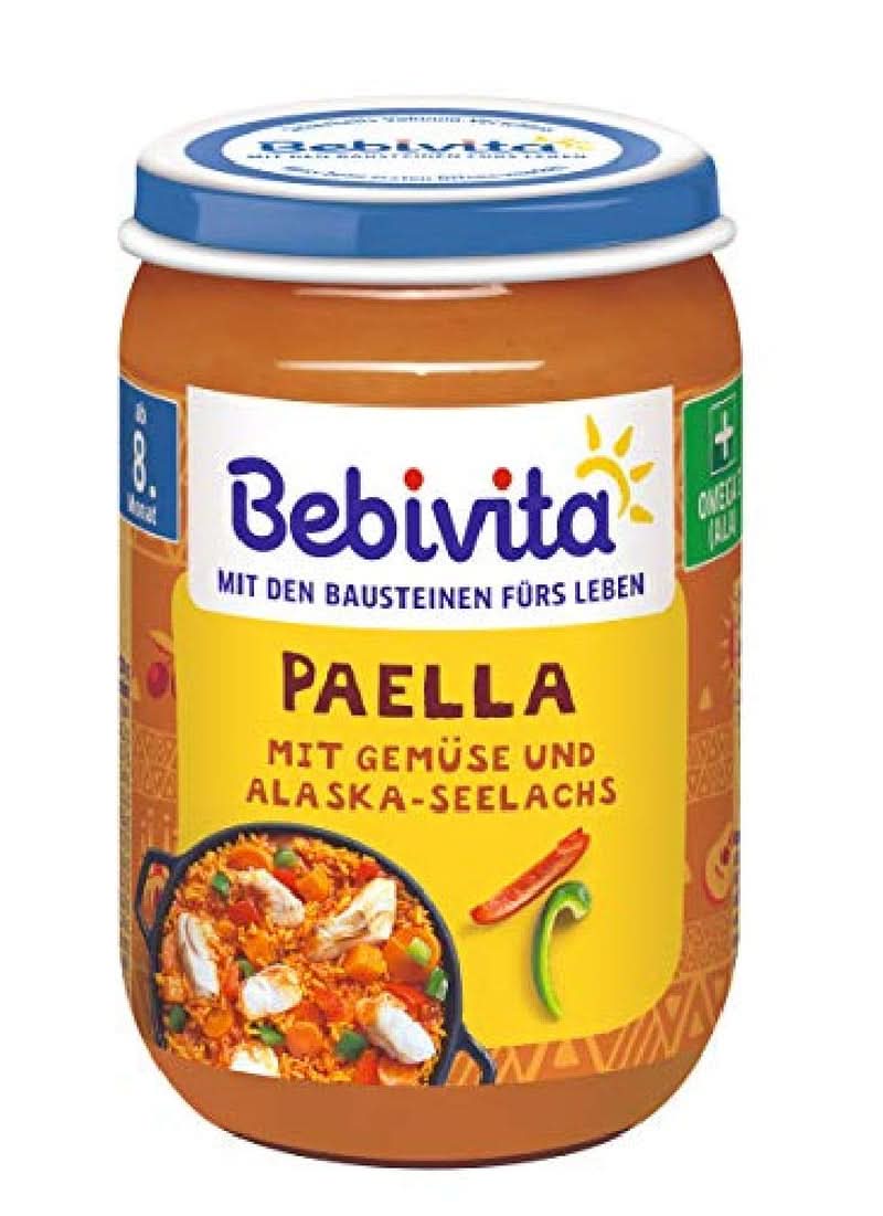 Menus À partir de 8 mois Spaghetti Bolognese, paquet de 6 (6 X 220 grammes), moyen Mère et Enfant Naty Shop 6 x 220 grammes Paella aux légumes et goberge d'Alaska
