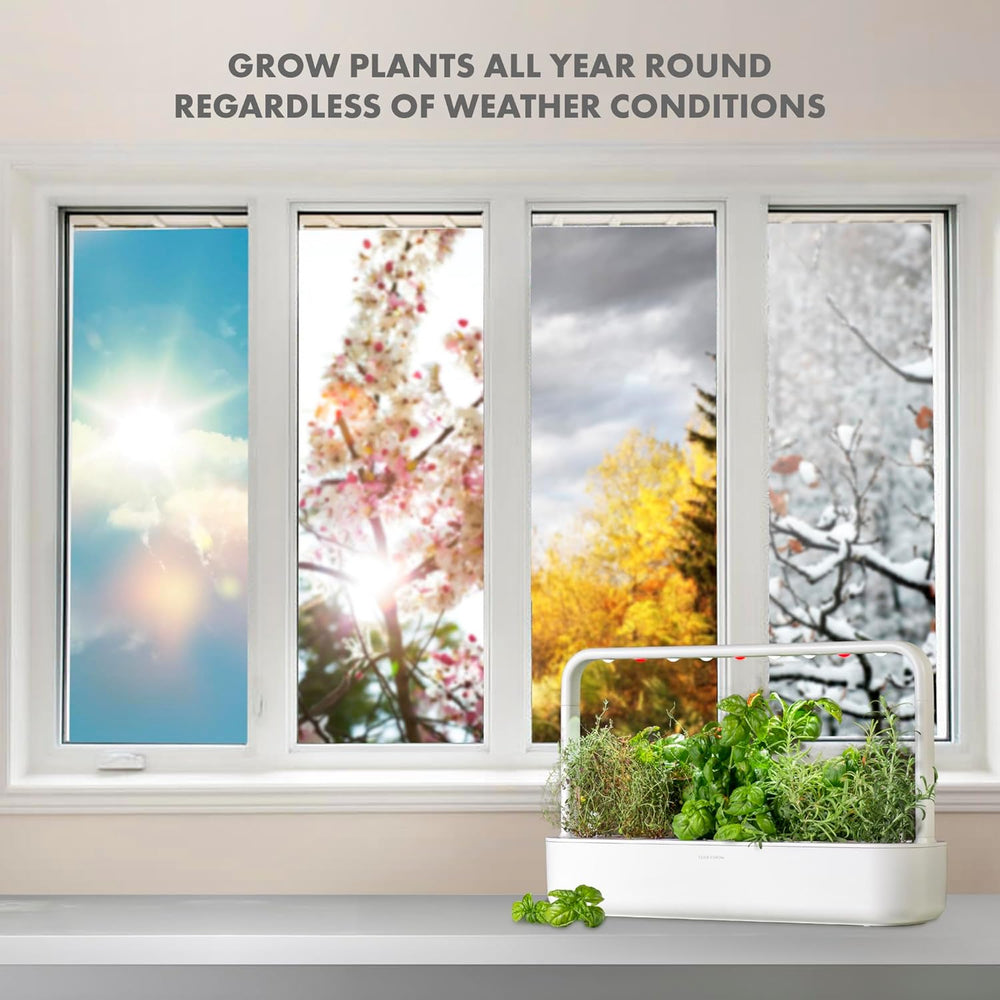 Click and Grow Jardin intérieur, plus facile que le système de culture hydroponique, jardin intelligent LED, jardin d'herbes aromatiques, serre intérieure avec 9 capsules de plantes incluses (blanc)