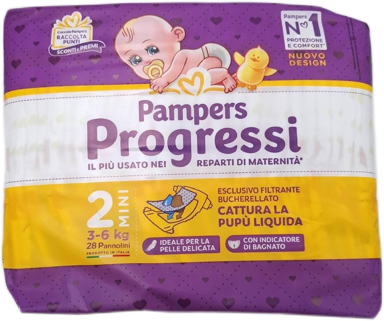 Scutece Pampers Progressi Maxi + 500 puncte suplimentare de îmbrățișare, mărimea 4 (7 – 18 kg), 126 scutece (mărime standard)