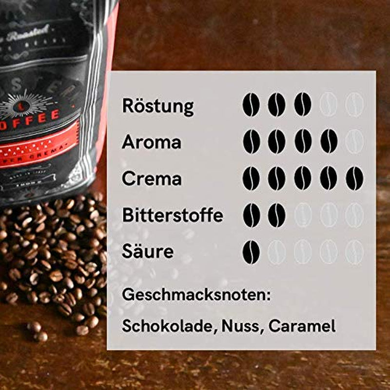 NOUVEAU | CAFÉ LIEBSTERN | Café en grains 1kg | SUPER CRÈME | Café à très faible acidité | Les meilleurs grains d'espresso pour machines entièrement automatiques | Torréfaction moyenne avec beaucoup de saveur