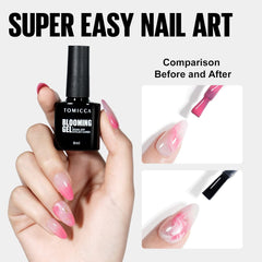 TOMICCA Vernis à ongles en gel transparent Blooming, vernis à ongles à diffusion UV LED pour le design des ongles, Marmor, Vernis à ongles bleu Aquarell 8 ml