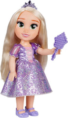 Disney Princess Rapunzel Puppe 35cm, reflektierende Glitzeraugen, bewegliche Gelenke, ausziehbares Kleid, Schuhe, Krone, langes Blondes Haar, für Mädchen ab 3 Jahren