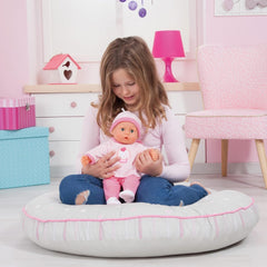 Poupée Premiers Mots aux yeux endormis, parle 24 sons de bébé, avec poupée et biberon, 38 cm, rose/rayures Naty Shop Dolls