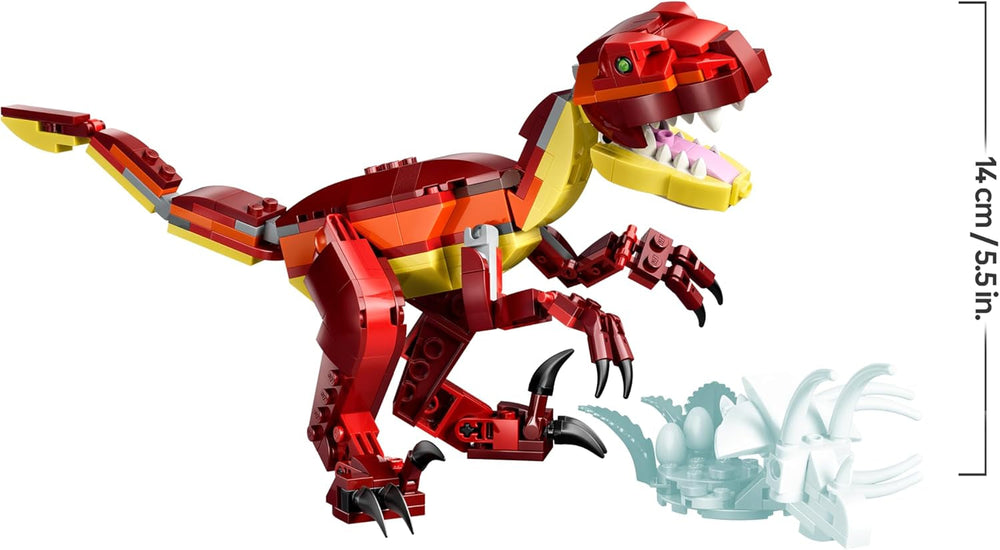 LEGO Creator 3in1 Fierce Dinosaur Toy - Build Velociraptor, Stegosaurus or Pterosaur Dino Figures w/Skeleton & Sharp Teeth Elements - Cool Birthday Gift Idea for 8+ Year Old Boys & Girls - 31379