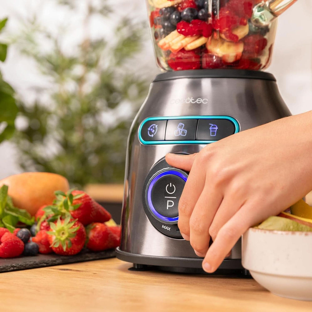 Cecotec Batteur sur socle Power Black Titanium 2200MAX Smooth, 2200 W Puissance Maximale, 6 Klingen Aus Edelstahl, Fonction Ice-Crush, Fonction Turbo et Smoothie, Fonction Autoclean Cuisine Naty Shop