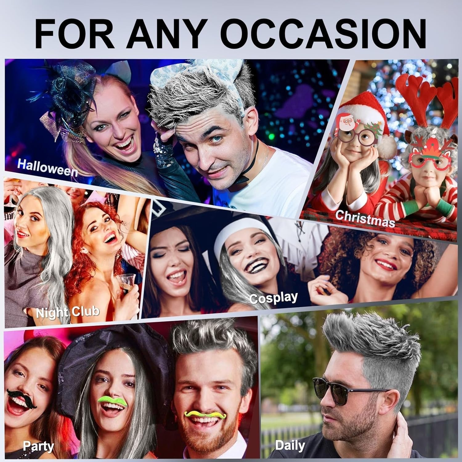 JVR Cire capillaire temporaire 80 g de cire lavable pour enfants, femmes et hommes, coiffure naturelle mate pour fête, cosplay, Halloween, Noël, mascarade, bricolage (gris 80 g) Naty Shop Coloration capillaire