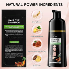 Shampoing Instantané Cheveux Noirs, Shampoing Teinture Naturelle, Couverture 100% Gris - Facile et Rapide, Coloration Semi Permanente pour Cheveux Noirs, Shampoing Teinture Capillaire pour Homme et Femme Coloration Cheveux Naty Shop