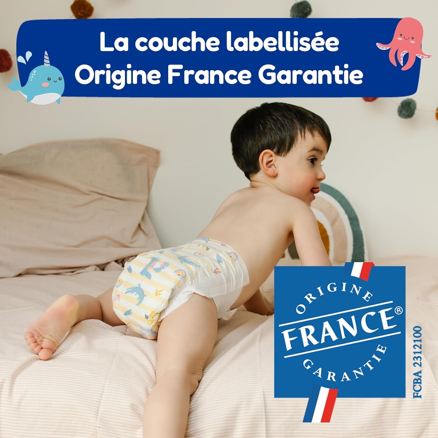 - Couche taille 4 (7 – 18 kg) – pour peaux sensibles – naturelle et très absorbante – étanche 12 heures – ohne unerwünschte Inhaltsstoffe – fabriquée en France – 132 couches