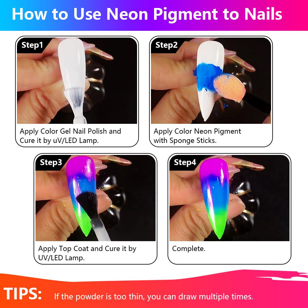 Pulvérisateur de pigments de phosphore néon pour ongles, 12 couleurs, poudre de paillettes pour ongles, maquillage Halloween, décoration de maquillage, Nail Art, pigments de couleur