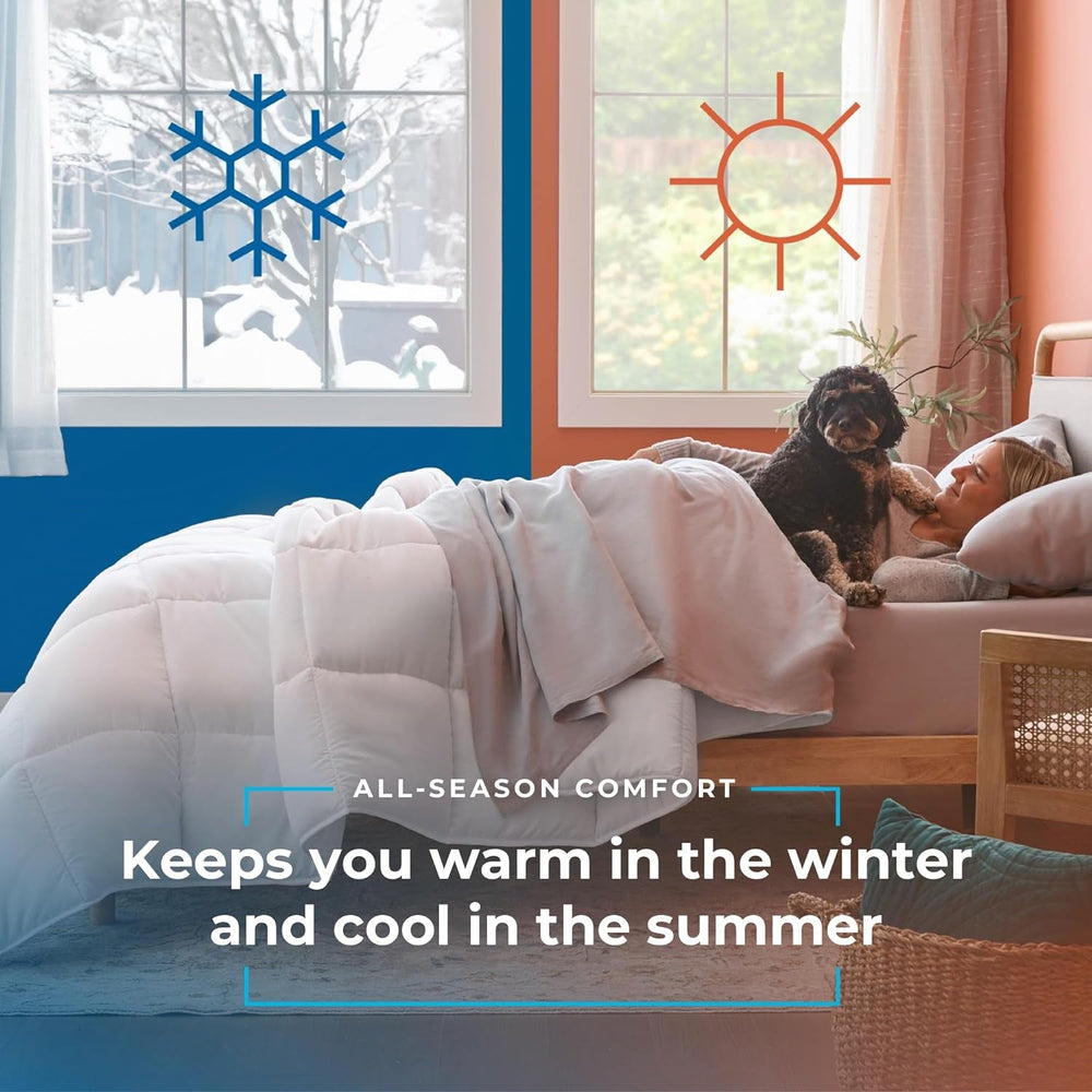 Couette toutes saisons Linenspa - couette simple microfibre 10,5 Tog - Oeko-Tex, couette alternative avec duvet, blanc Couettes et couettes Naty Shop