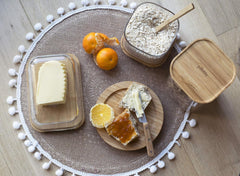 Lot de 3 récipients carrés en verre avec couvercle en bambou - 800 ml, verre borosilicate, bambou, silicone, naturel, 11 x 11 x 11 cm Boîtes de conservation alimentaire Naty Shop