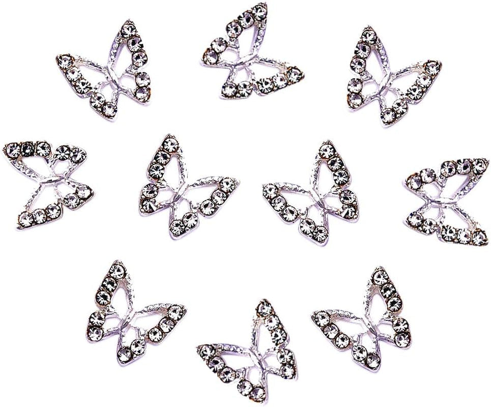 10 pièces en alliage papillon ongles breloques métal Nail Art pendentif pierres pour diamants ongles gemmes ongles bijoux Art décorations Nail Art fabrication de bijoux