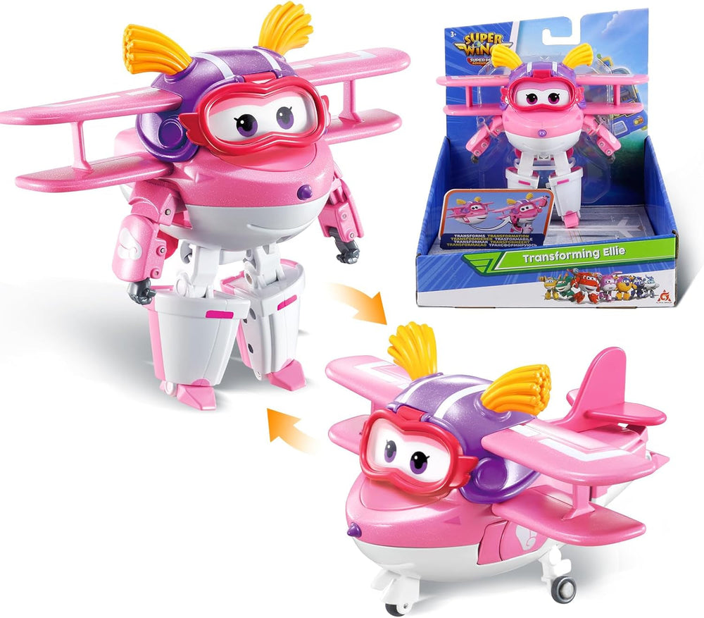 Super Wings 5" Transforming Characters 2-Pack Transforming Supercharged Jett + Tino Transformer Toy pour garçons et filles à partir de 3 ans Figurines d'action rouges Naty Shop Ellie