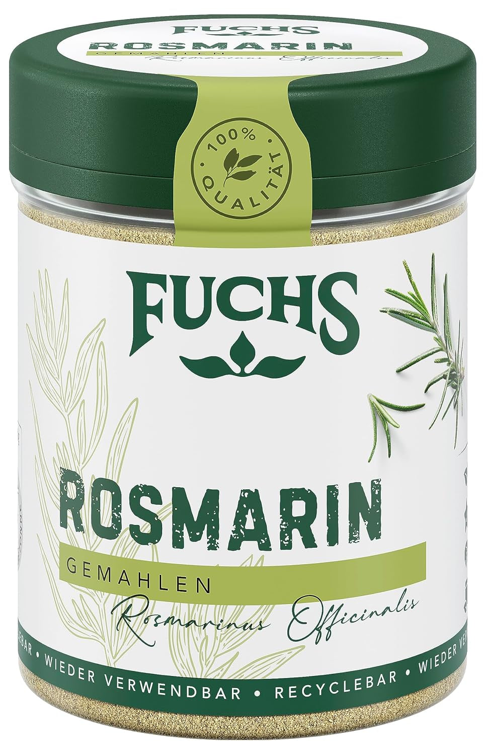 Fuchs Gewürze - Rosmarin gemahlen - zum Würzen von Fisch, Fleisch und Gemüse - ingrédients naturels - 30 g en dose variable, recyclable