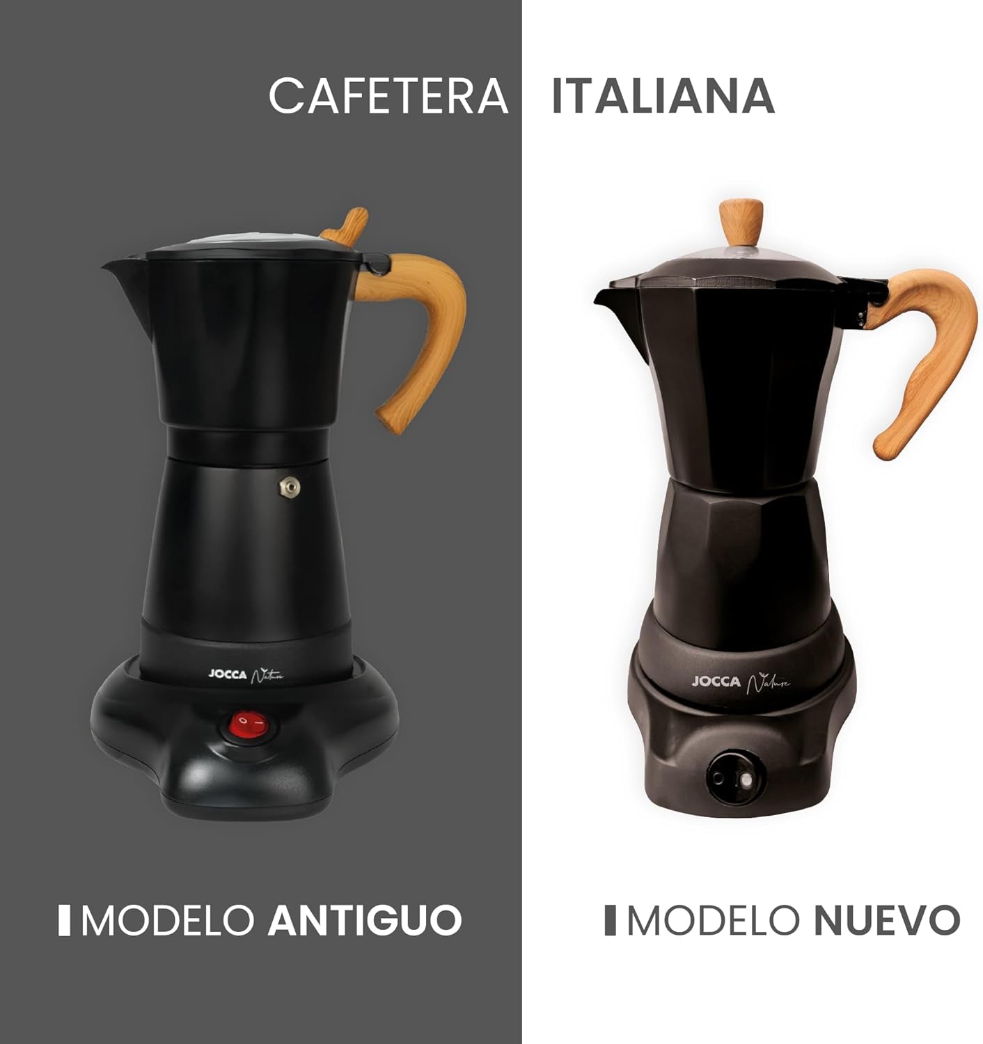 Jocca cafetière électrique italienne en aluminium 6 tasses cafetière manuelle Portable avec poignée en bois Style moka noir