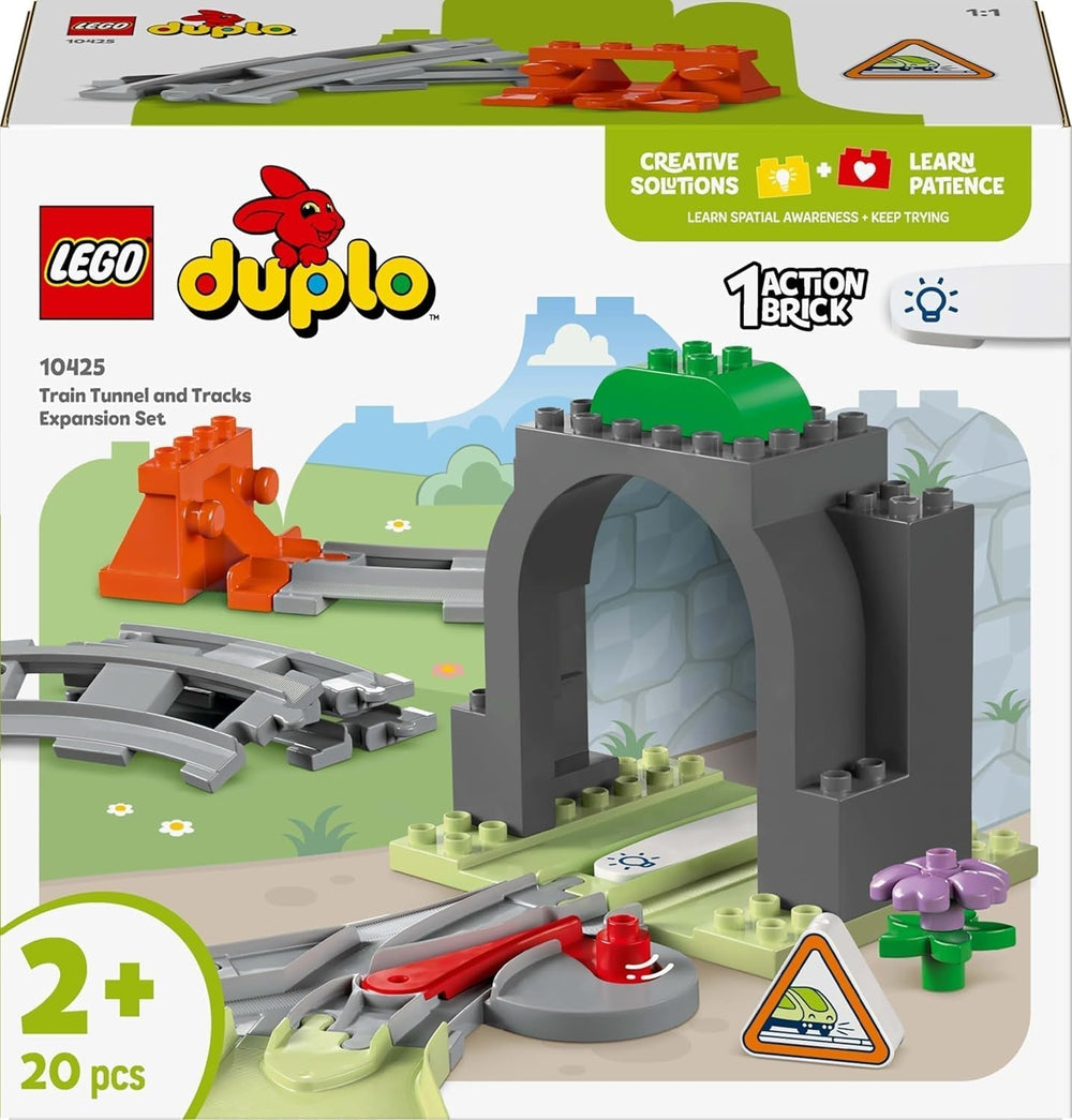 LEGO DUPLO Town Tunnel ferroviaire et voies ferrées - Ensemble d'extension, cadeau pour les tout-petits, encourage la dextérité, ensemble de jeu pour les fans de véhicules de 2 ans, jouet d'apprentissage créatif 10425 Ensembles de construction Besuche den LEGO-Store