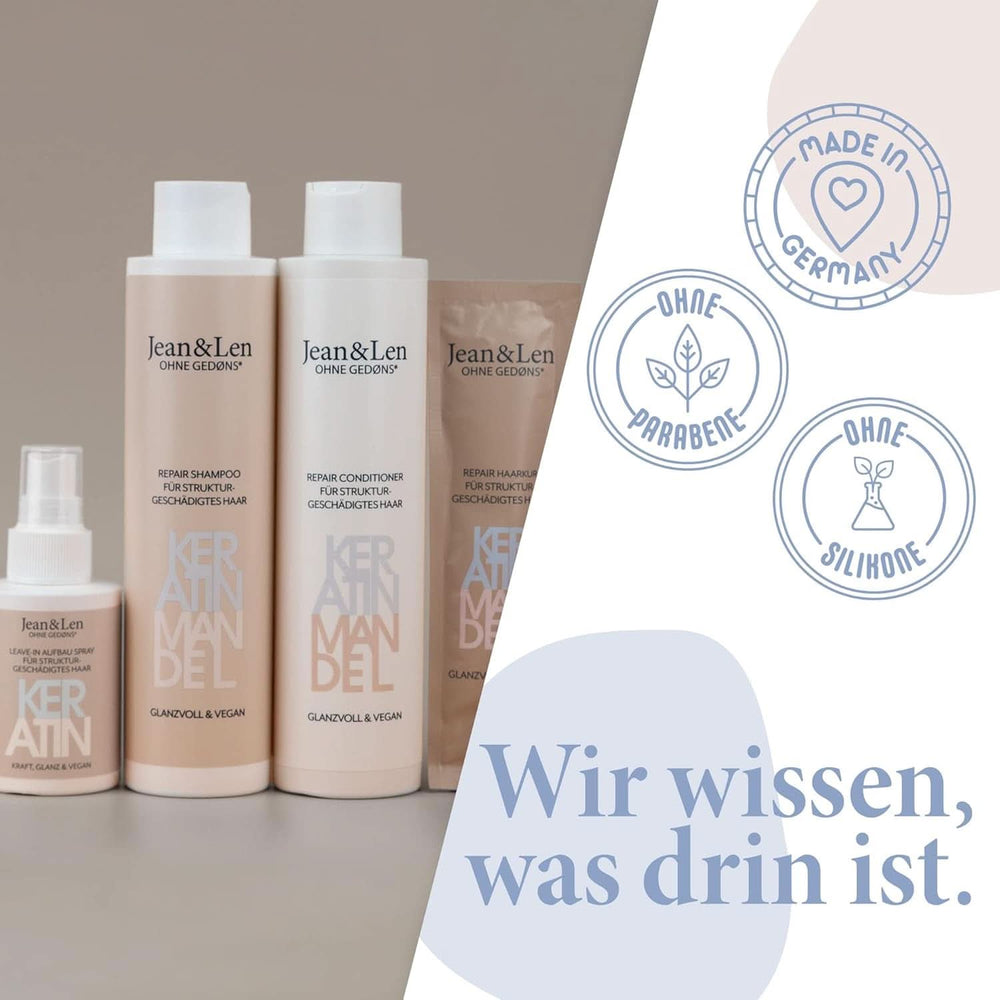 Jean & Len Shampoing réparateur Kératine & Amande, 300 ml Douche et bain Naty Shop