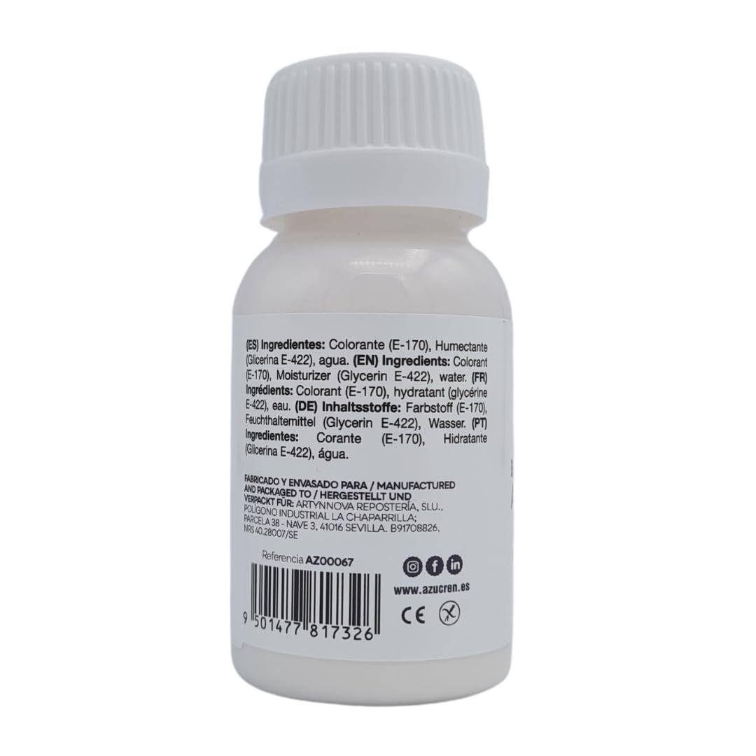 Azucren, Colorant alimentaire pour décorer gâteaux, pâtisserie, biscuits, macarons, blanc pur, colorant alimentaire concentré sous forme de gel pour crème au beurre, pâte à sucre, glaçage royal et préparations à gâteaux, 60 g