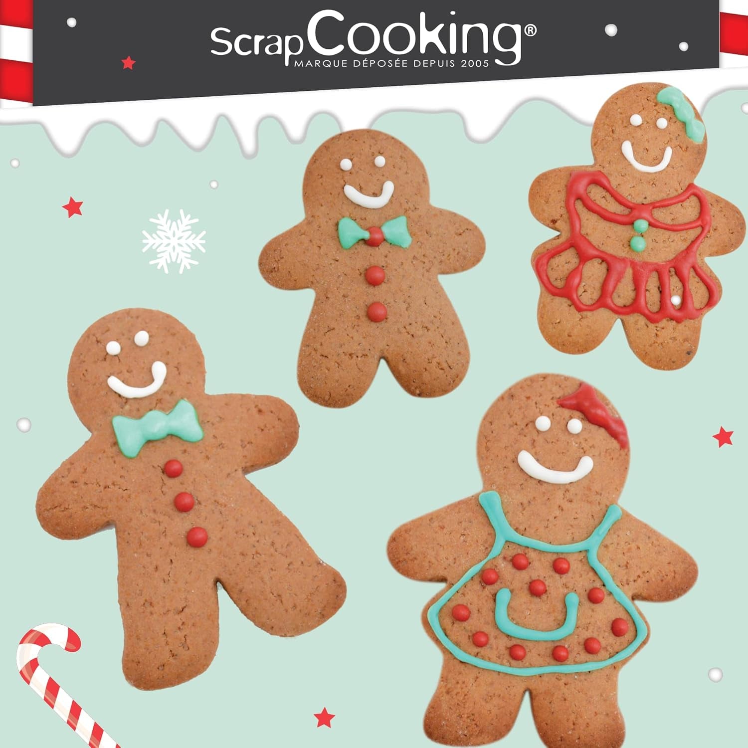 ScrapCooking - 4 emporte-pièces bonhomme en pain d'épices - emporte-pièces de Noël en acier inoxydable - emporte-pièces bonhomme en pain d'épices - accessoires de pâtisserie design gâteau - 2081