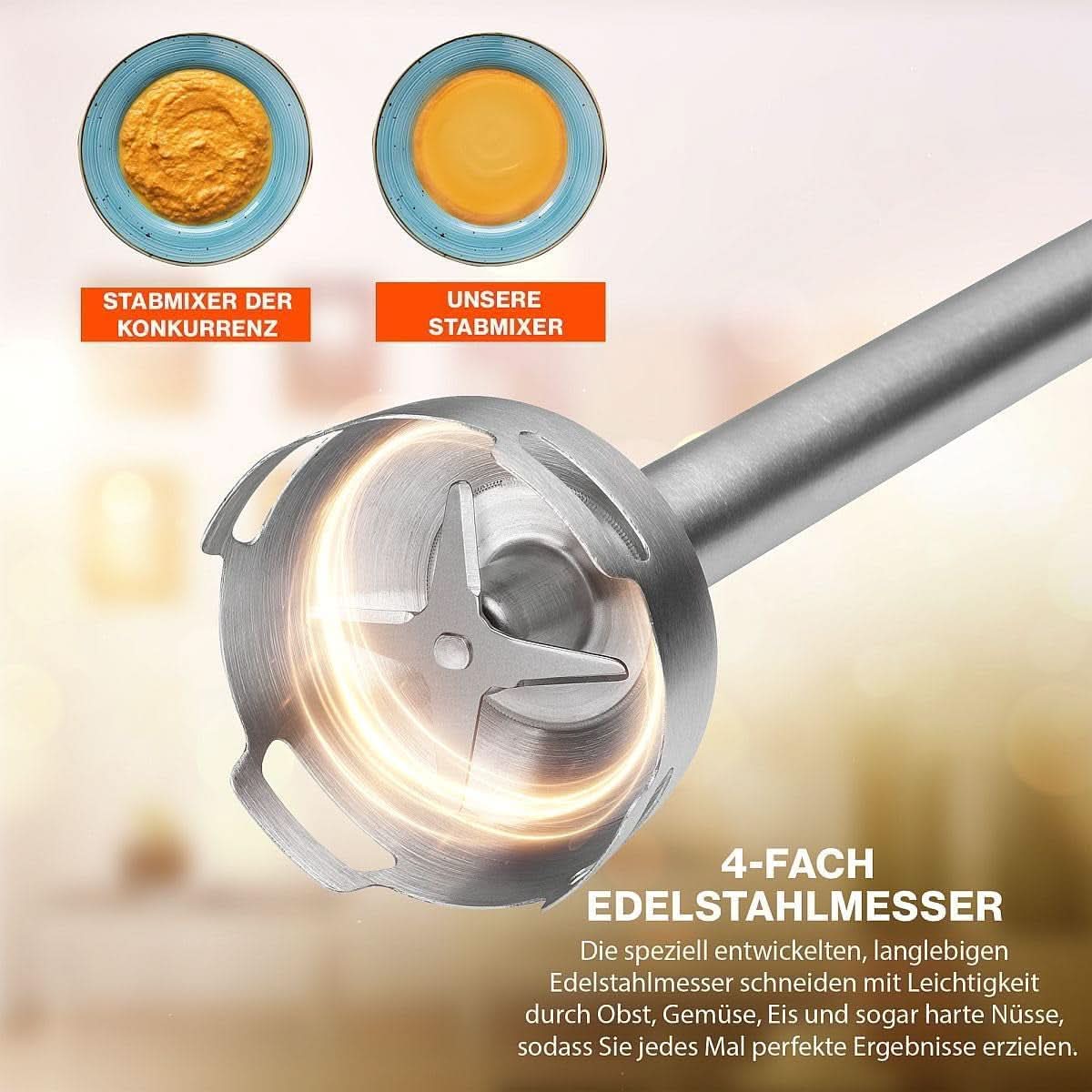 Proficook® 2In1 Stabmixer & Schneebesen | Stabmixer 1000 Watt Für Mixen, Zerkleinern & Pürieren | Smoothie Maker M. Langem Mixstab | Pürierstab M. Edelstahlgehäuse & Soft Touch-Griff | PC-SMS 1220 Mama si Copilul Naty Shop