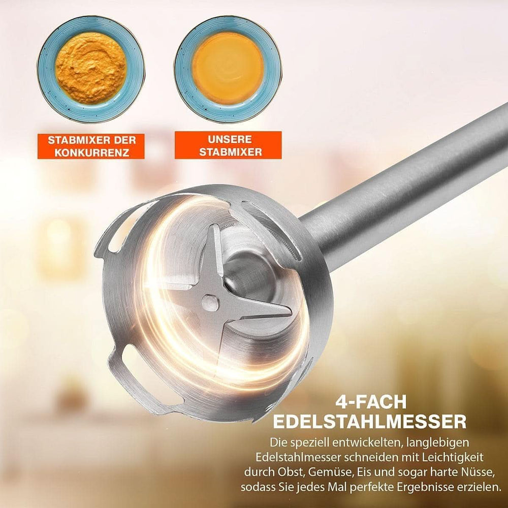 Proficook® 2In1 Batteur sur socle & Schneebesen | Stabmixer 1000 Watt pour mixeurs, mélangeurs et purificateurs | Machine à smoothies M. Langem Mixstab | Pürierstab M. Edelstahlgehäuse & Soft Touch-Griff | PC-SMS 1220 Mère et Enfant Naty Shop