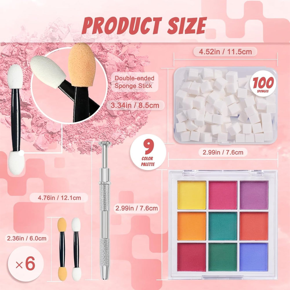 9 couleurs pigment pour ongles, poudre à ongles en poudre, 100 pièces de poudre pour nail art avec poudre métallique, poudre de poudre ombrée pour décoration d'ongles pour bricolage, B