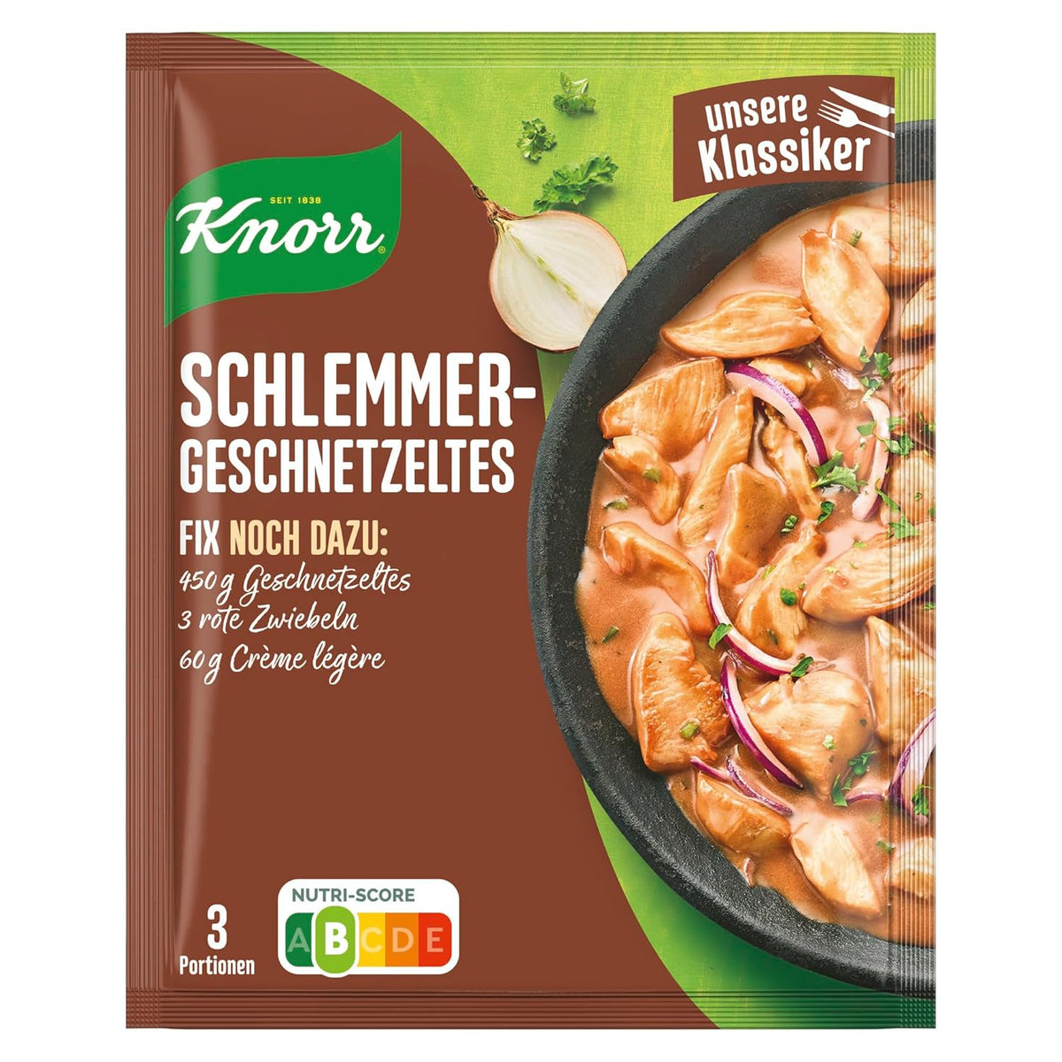 Knorr Fix Würzmischung Schlemmer-Geschnetzeltes für ein leckeres Fleischgericht sans geschmacksverstärkende Zusatzstoffe 43 g 1 pièce