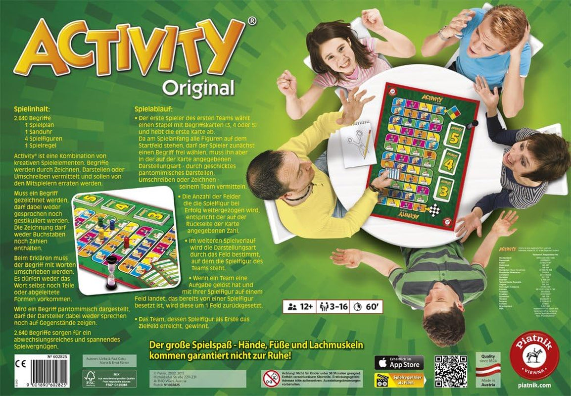 Piatnik 6028 - Jeu d'activités original | Jeu classique pour les fêtes et soirées de jeux | Pantomime, dessin et explications obligatoires | 2 640 nouveaux termes | Maximum 16 joueurs possibles