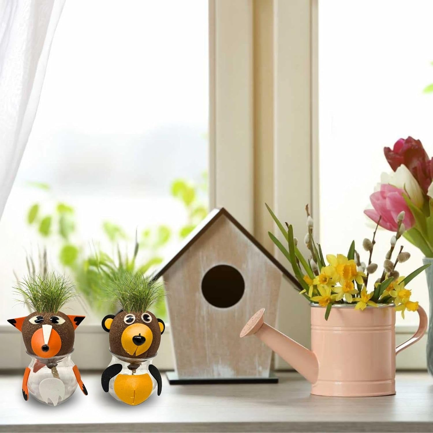 Bada Bing Graskopf 4er Set incl. Wasserbehälter Waldtiere DIY Tiere – Rasenkopf Tierkopf mit Rasensamen – Experiment für Kinder – Spaß mit Lerneffekt – Geschenk Mitbringsel Kindergeburtstag Mitgebsel