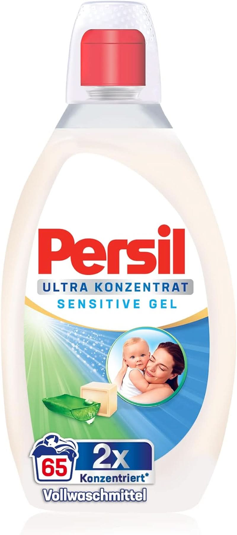 Persil Ultra Concentrate Sensitive Gel (130 lavages), Lessive liquide pour allergies et bébés dans un flacon plus petit pour moins de plastique, Élimine les taches difficiles, Testés dermatologiquement Détergents à lessive Naty Shop
