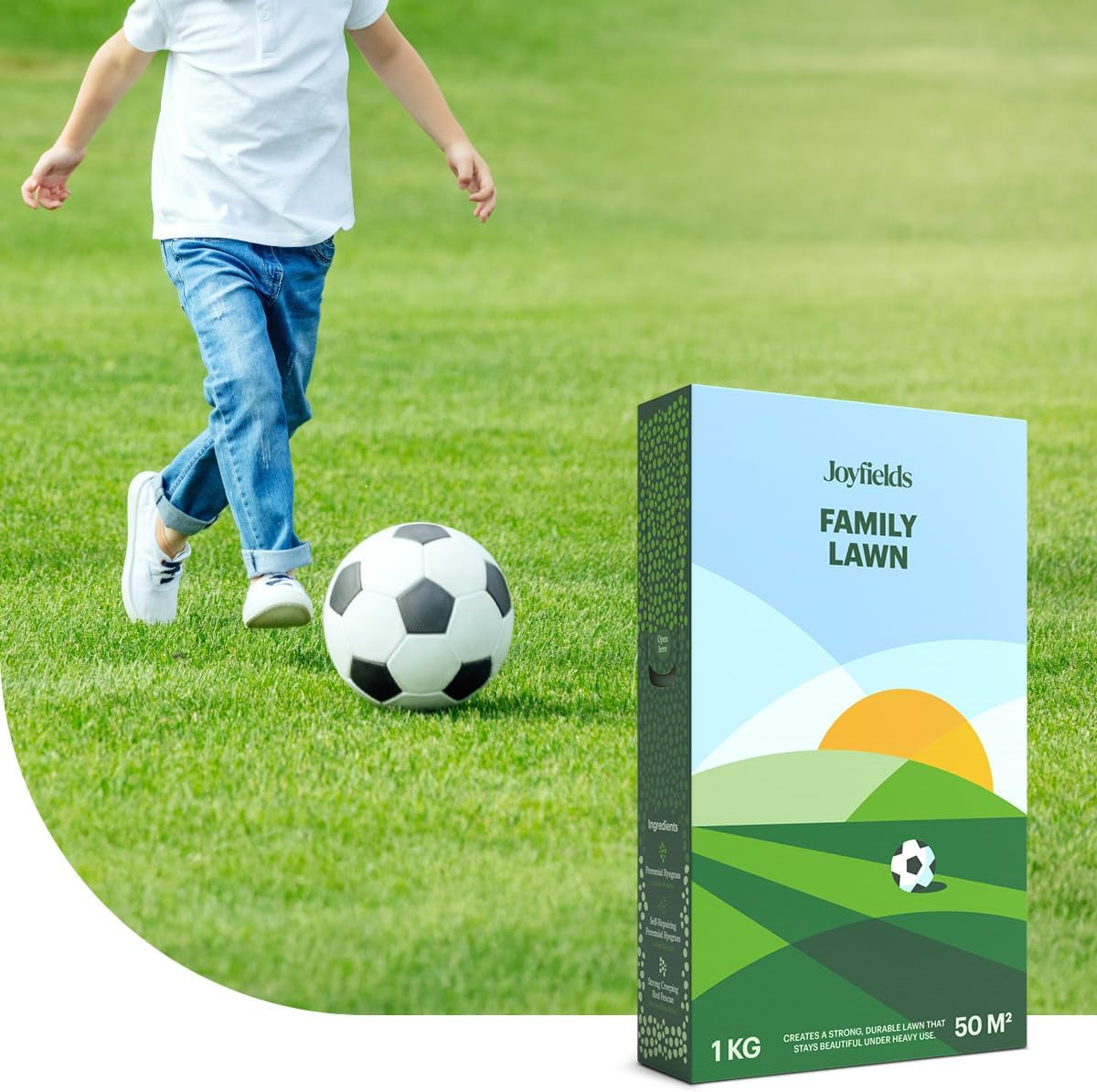 Family Lawn - Sport- Und Spielrasen-Samen - 1 Kg Für 50 M² - Widerstandsfähig Bei Intensiver Nutzung - Schnelle Regeneration Nach Schäden - Mit Beschichtung Für Optimale Keimung