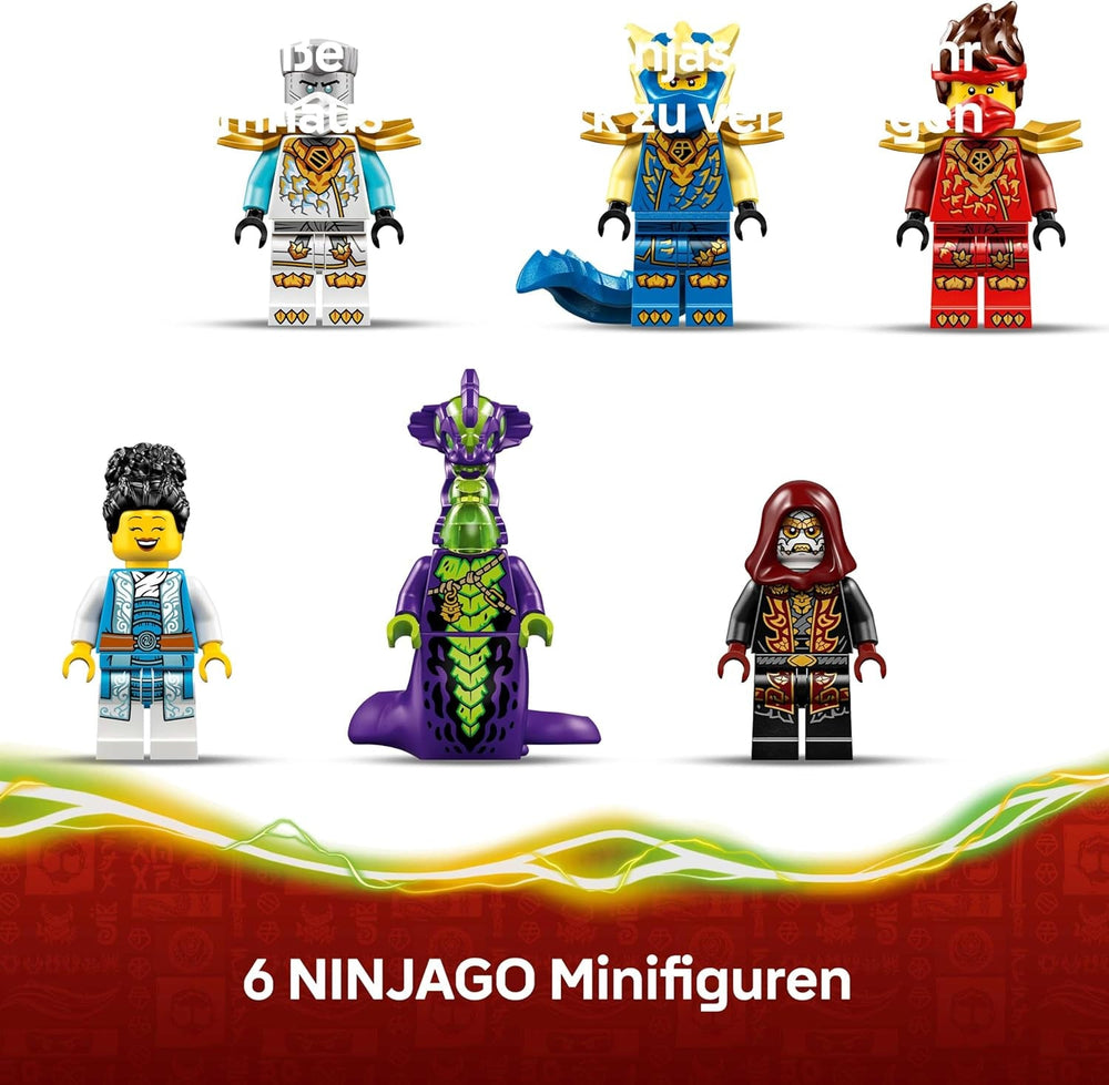 LEGO NINJAGO Showdown am Baumhaus mit dem Ninja-Bike - Action Spielzeug mit Motorrad, Hubschrauber, 6 Minifiguren und Schwertern - Geschenk für Jungen ab 7 Jahren und Fans - 71857