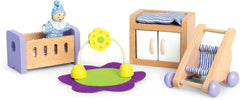 Hape Baby Room – Ensemble de chambre de poupée en bois, meubles de poupée, accessoires de maison de poupée pour tout-petits, chambre de bébé miniature avec balançoire et accessoires, jeu de rôle pour 3 ans
