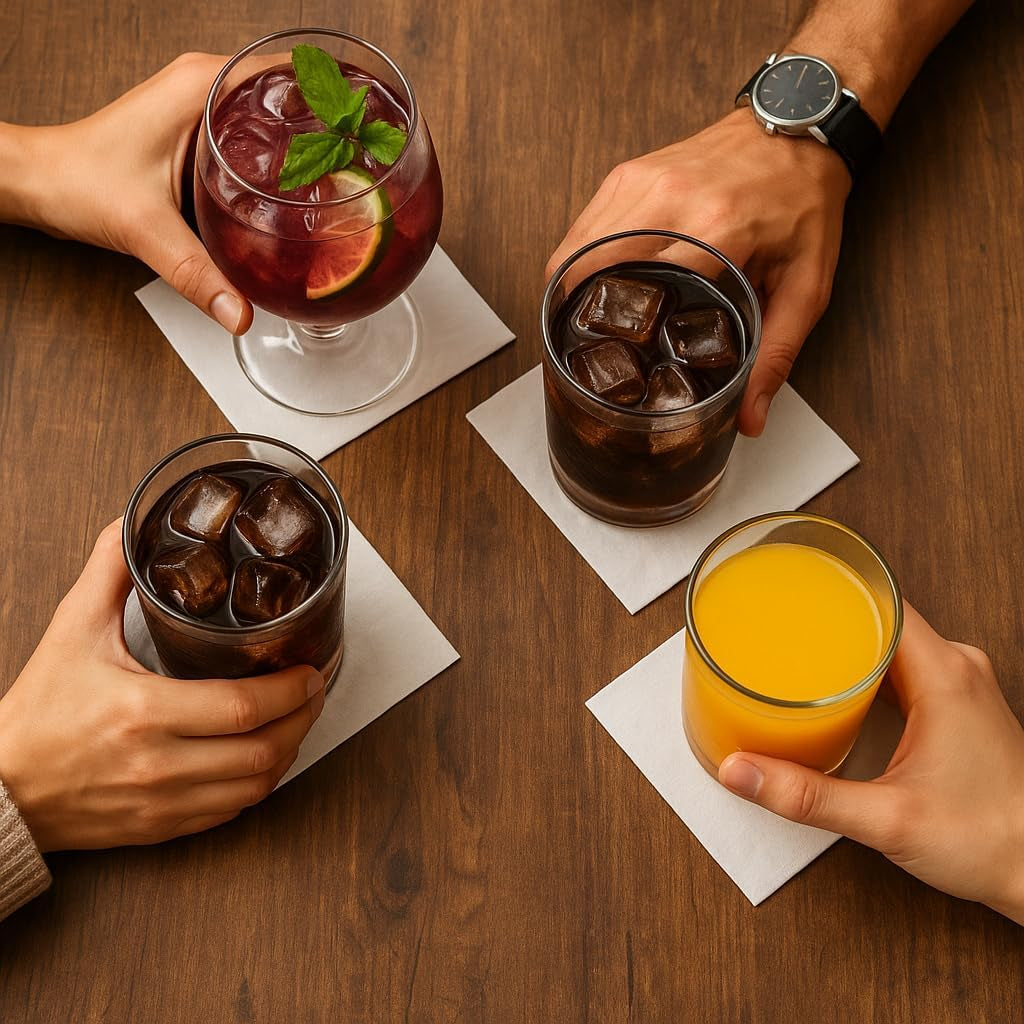 , Serviette cocktail en papier, pli 1/4, Dentelle, 150 Serviettes, Blanc