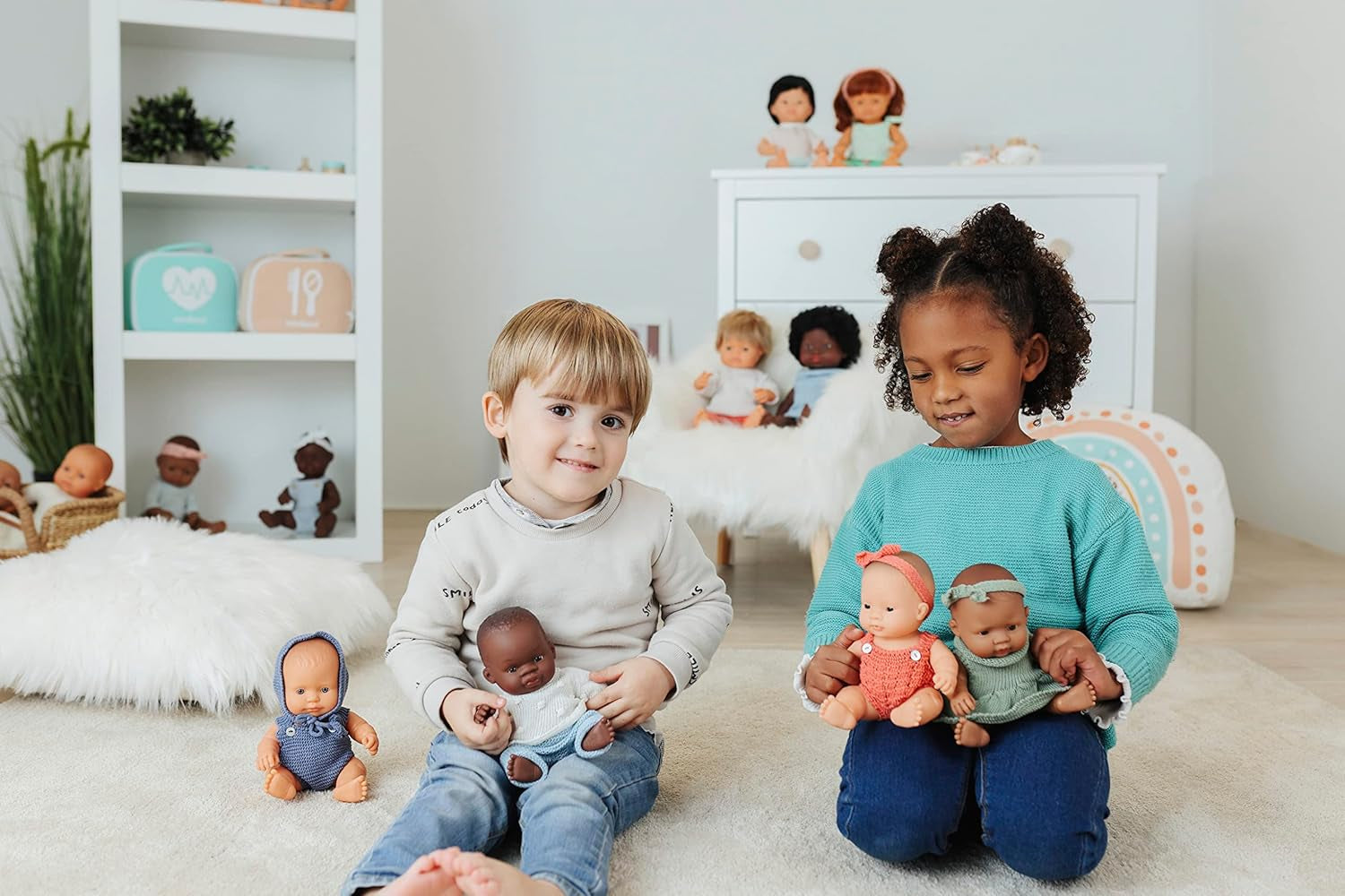 Miniland Babypuppe afrikanischer Younge 21cm-31143, Braun