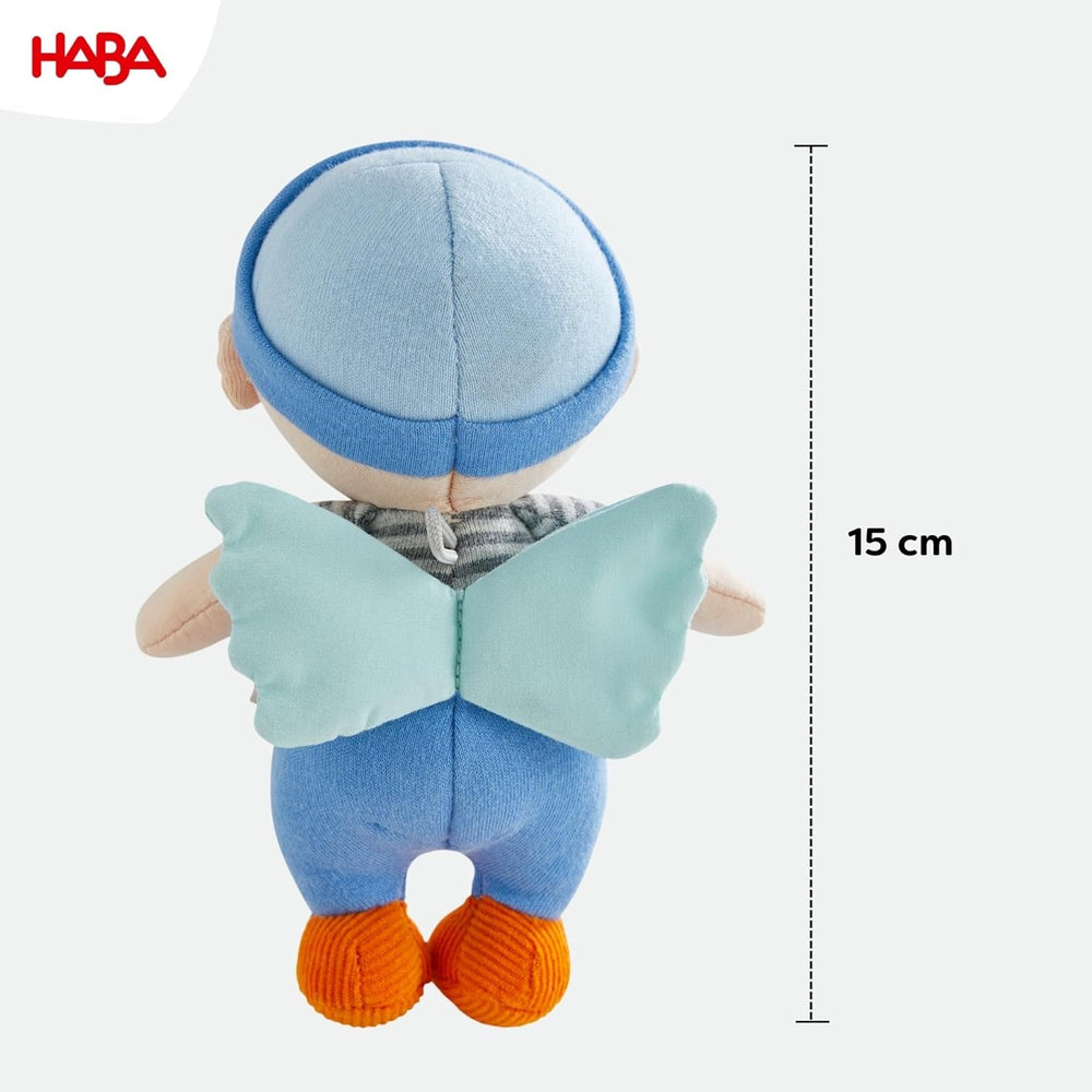 HABA Schutzengel Mats – Kuscheliges Stoffpüppchen (15 cm), ideales Willkommensgeschenk für Babys & Kleinkinder – Waschbar bei 30 °C – 2011869001
