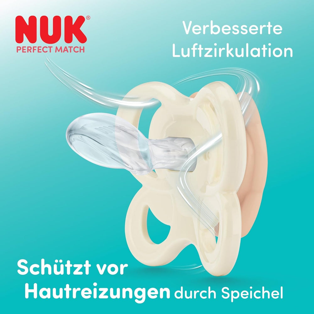 Sucettes NUK Perfect Match Air pour bébés | 0-6 mois | Sucettes orthodontiques qui favorisent la circulation de l'air et empêchent la bave | 95 % d'acceptation par les bébés** | Renard/ours en peluche | Paquet de 2