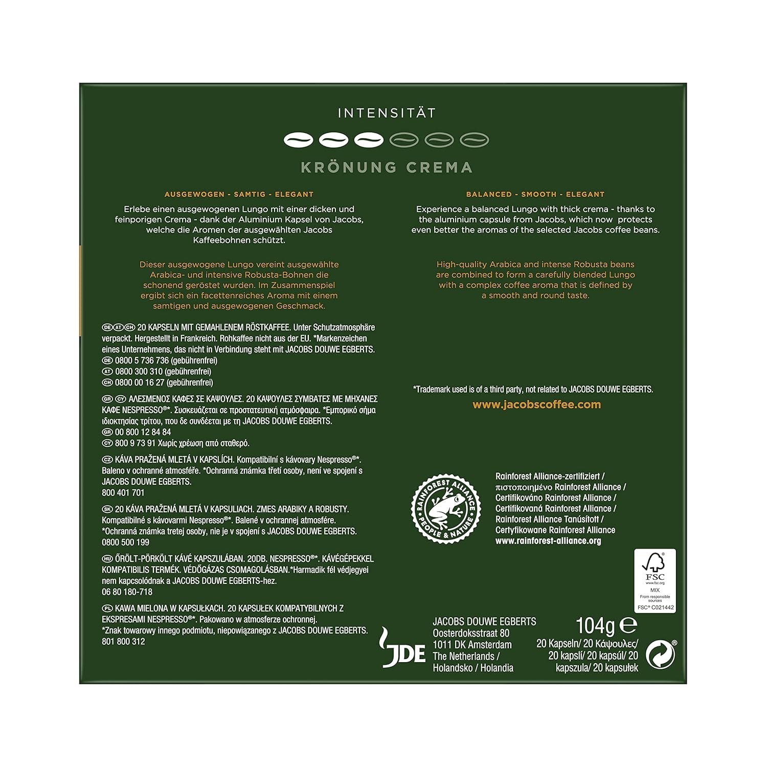 Jacobs Kaffeekapseln Guten Morgen XL Intense - 10er Pack (10 x 20 Getränke) & Kaffeekapseln Krönung Crema, 200 Nespresso compatible Kapseln, 10er Pack, 10 x 20 Getränke, 1040 g