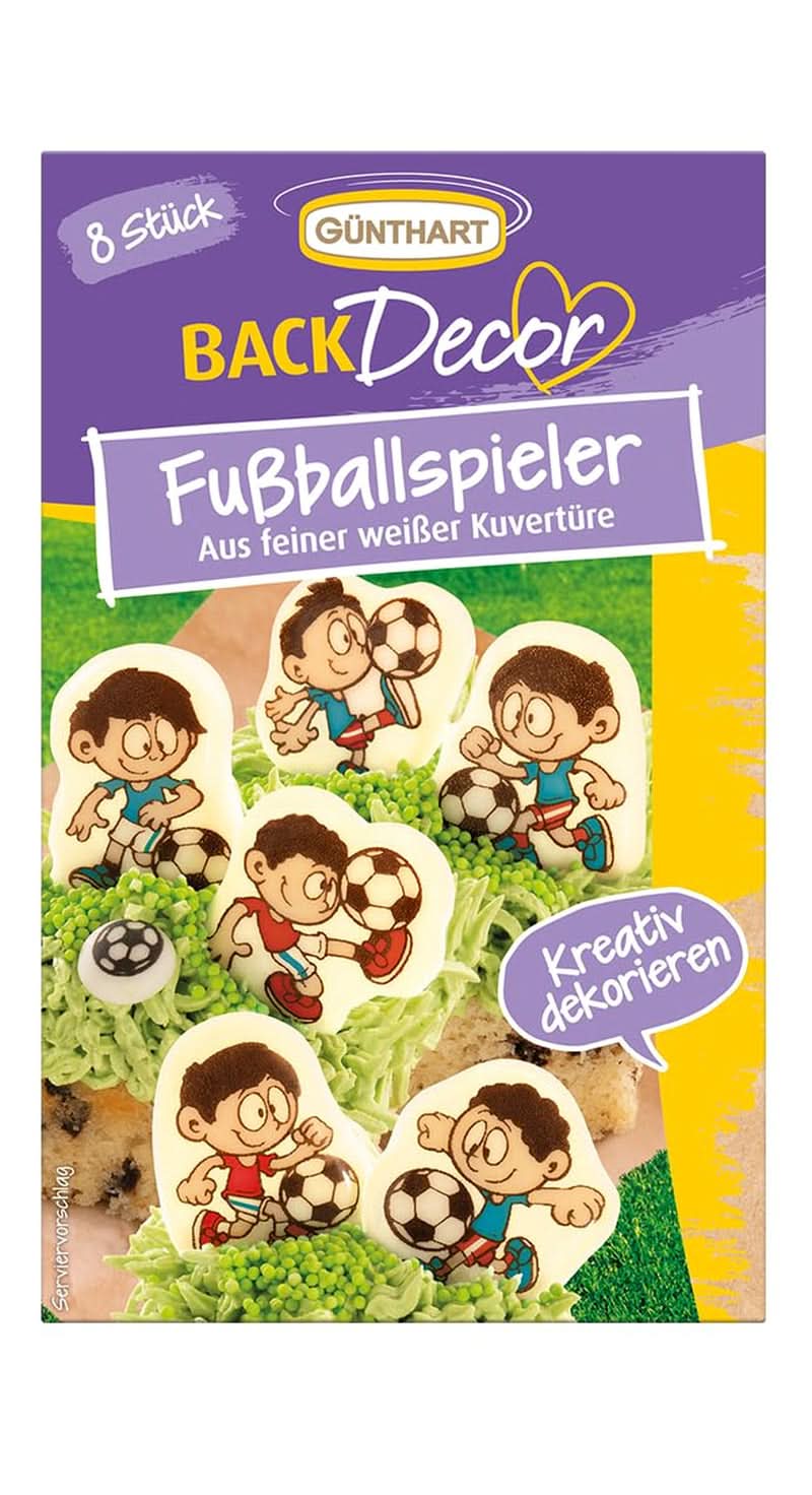 Günthart Backdecor 12 joueurs de football et ballons de football en sucre, 21 grammes Naty Shop joueur de football en chocolat