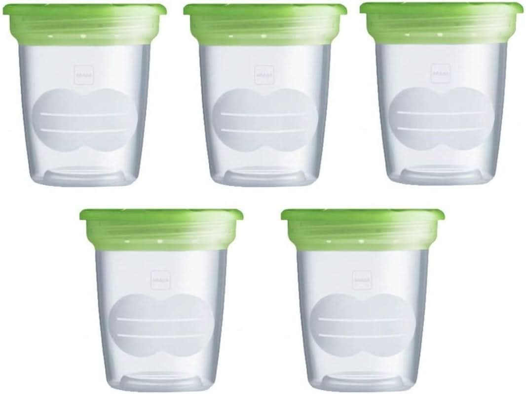 MAM Lot de 5 récipients pour lait et nourriture, en plastique, sans Bpa ni Bps Accessoires Alimentation et Allaitement Bebe Naty Shop