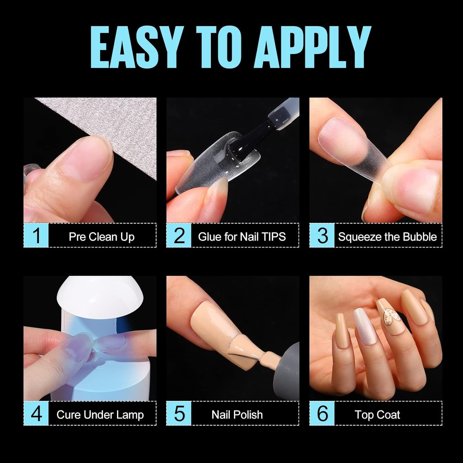 TOMICCA Coffin Tips Ultra Short Nail Tips - Nail Tips, Gel Souple, Couverture Complète, Préformé Mat Artificiel Nail Tips, Gel Nail Tips - 360 Pièces, 15 Tailles